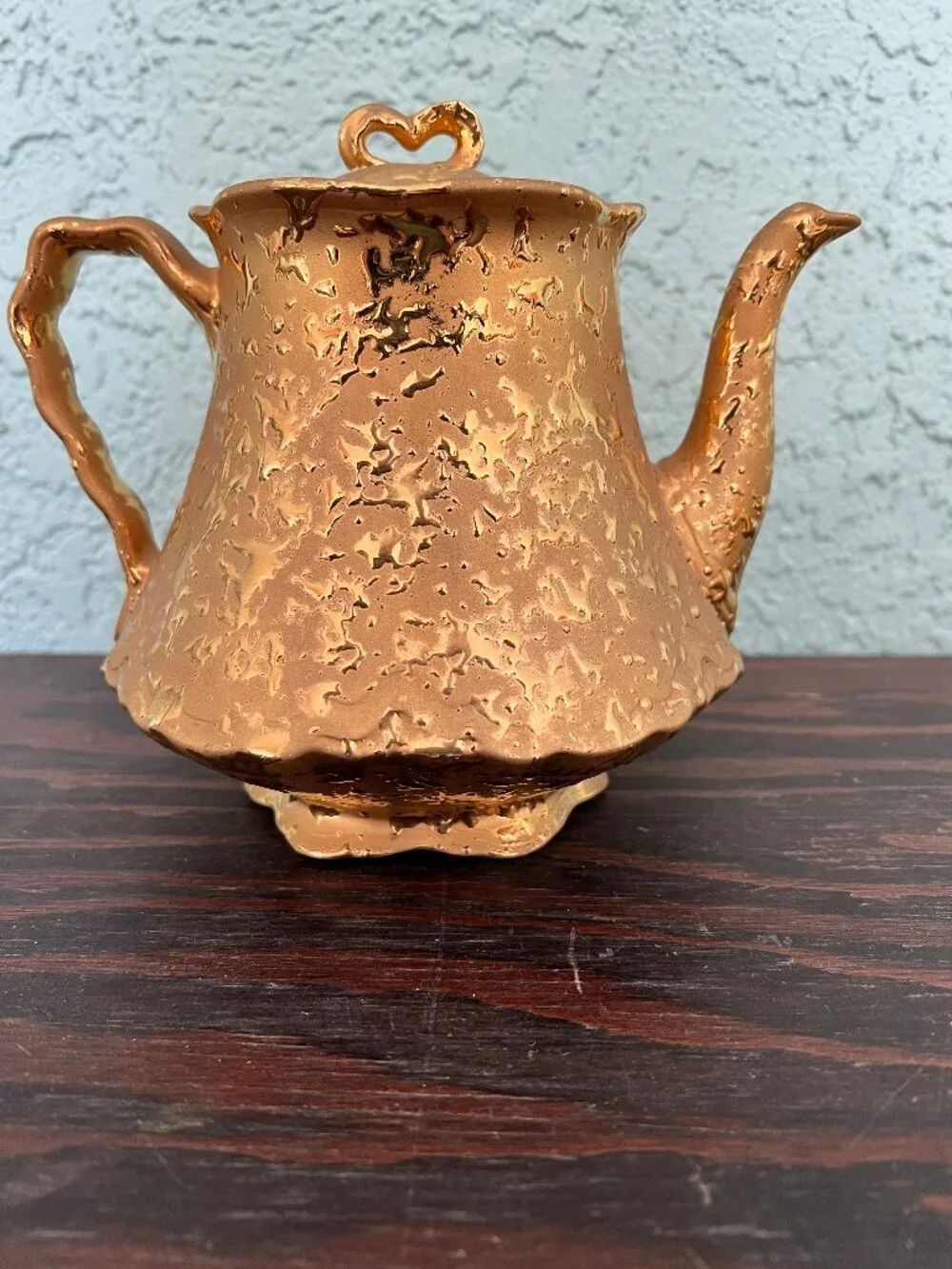 * MINT* Vintage Holley Ross Weeping 22K Gold Tea Set: Teapot, Creamer & Sugar